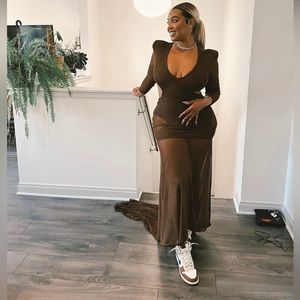 Really fun high low, cutout dress with train